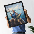 Load image into Gallery viewer, The Ultimate Fishing Duo | Custom Pet & Human Fishing Portrait