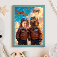 Load image into Gallery viewer, Sky Heroes | Custom Pet & Child Aviator Portrait