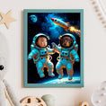 Load image into Gallery viewer, Cosmic Companions | Custom Pet & Child Astronaut Portrait