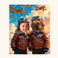 Load image into Gallery viewer, Sky Heroes | Custom Pet & Child Aviator Portrait