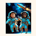 Load image into Gallery viewer, Cosmic Companions | Custom Pet & Child Astronaut Portrait