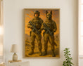 Load image into Gallery viewer, Desert Tactical Companions – Custom Military Portrait of Dog and Human