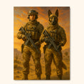 Load image into Gallery viewer, Desert Tactical Companions – Custom Military Portrait of Dog and Human
