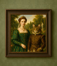 Load image into Gallery viewer, The Regal Queen & Her Pet – Renaissance Garden Portrait