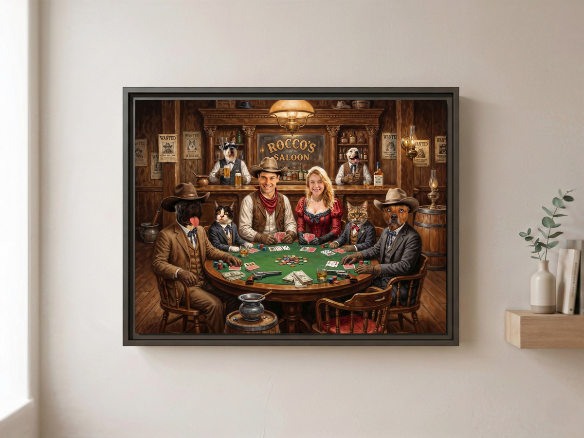 CUSTOM WESTERN POKER FAMILY PORTRAIT