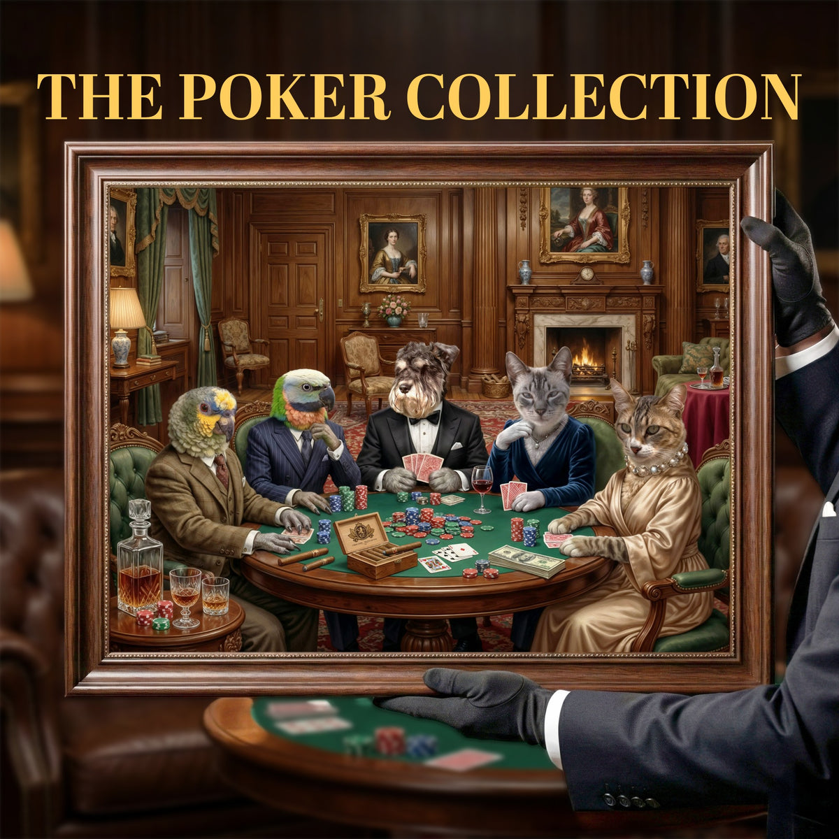 Poker Night Custom Pet Portrait – Personalized Funny Dog & Cat Art