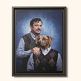 Load image into Gallery viewer, Stepbrothers custom portrait — man and dog in matching vests
