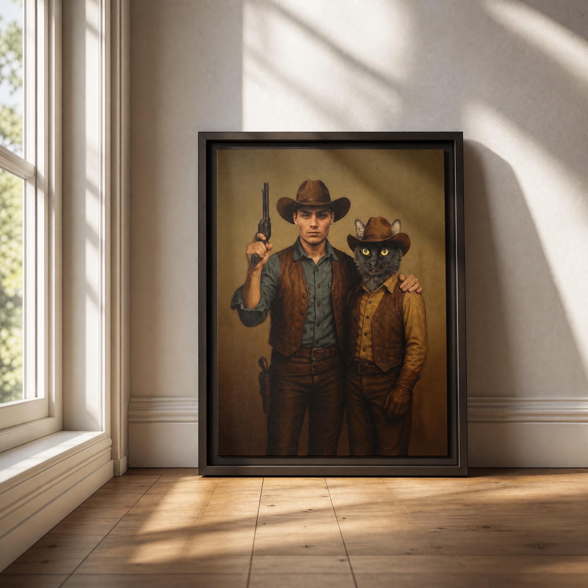 Custom Cowboy Pet & Owner Portrait – Personalized Western Art