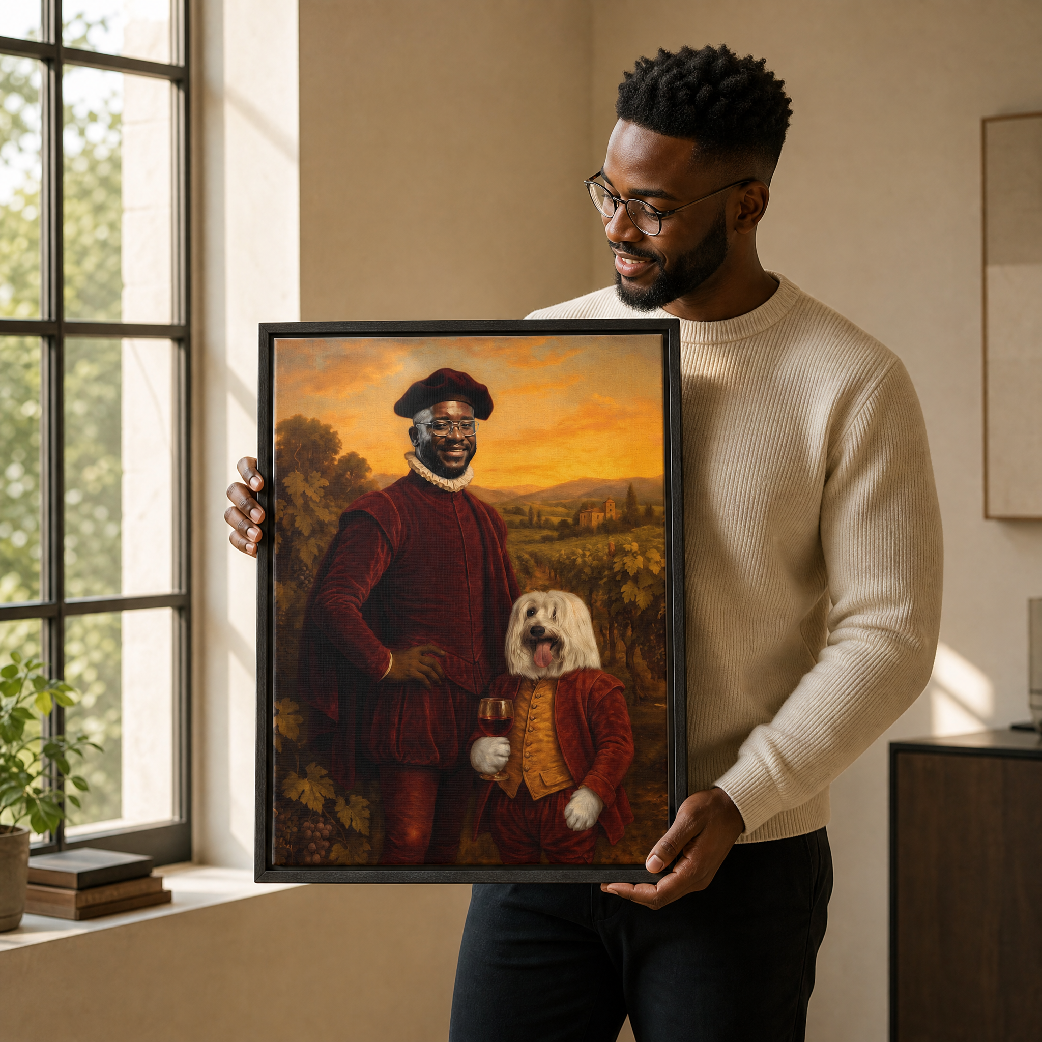 Custom Human & Pet Portrait – Personalized Renaissance Artwork