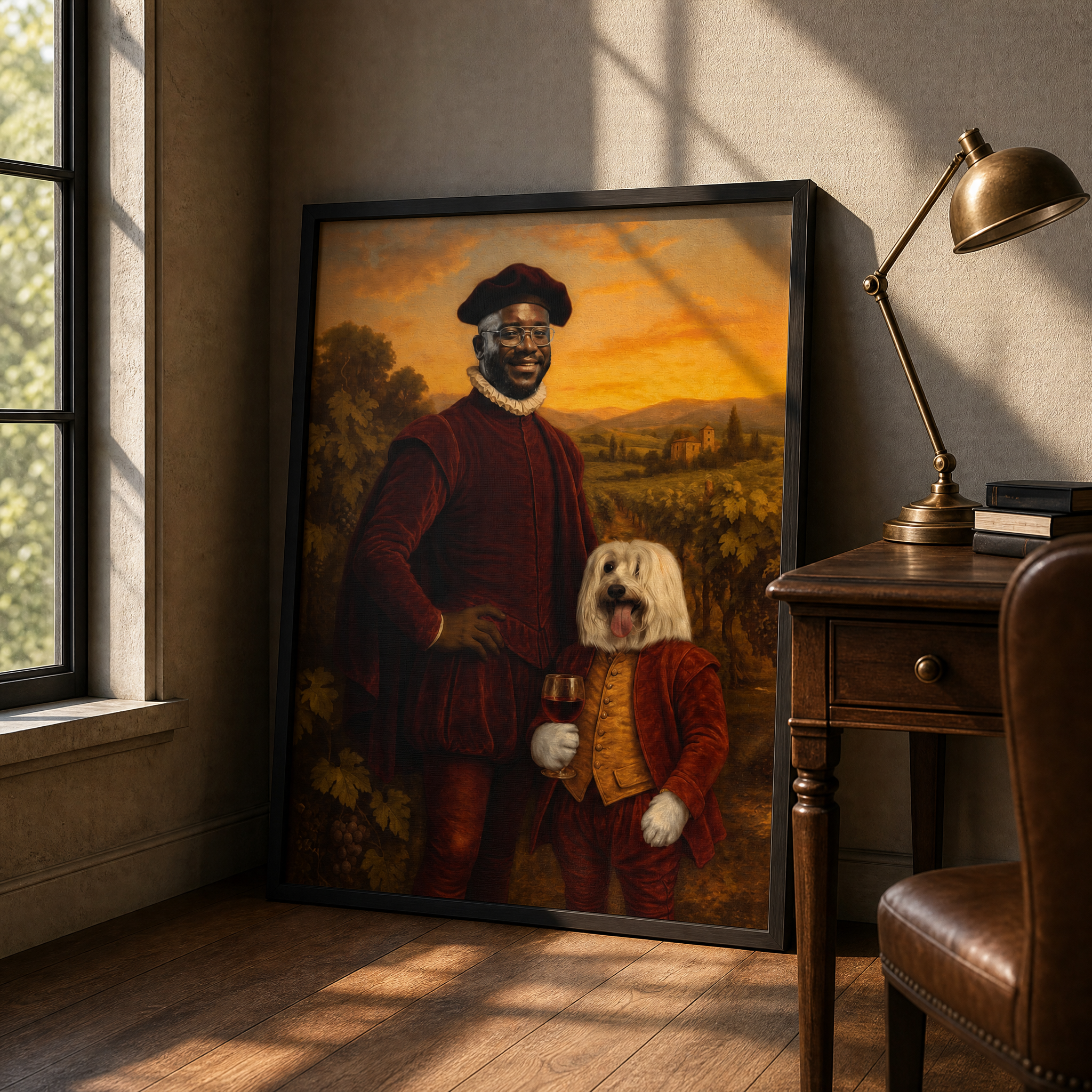 Custom Human & Pet Portrait – Personalized Renaissance Artwork