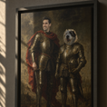 Load image into Gallery viewer, Custom Knight Pet & Owner Portrait – Personalized Medieval Art
