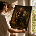 Load image into Gallery viewer, Custom Knight Pet & Owner Portrait – Personalized Medieval Art
