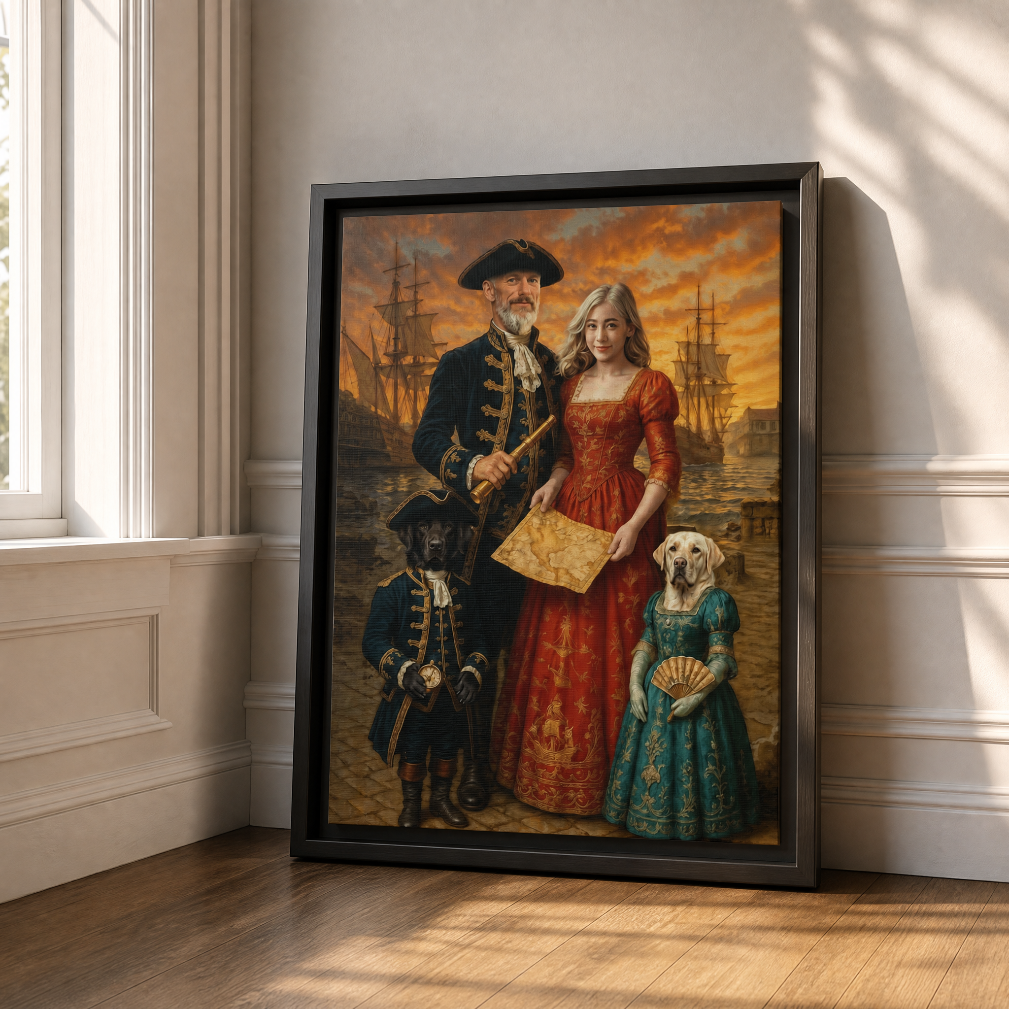Custom Pirate Family & Pet Portrait – Personalized Artwork