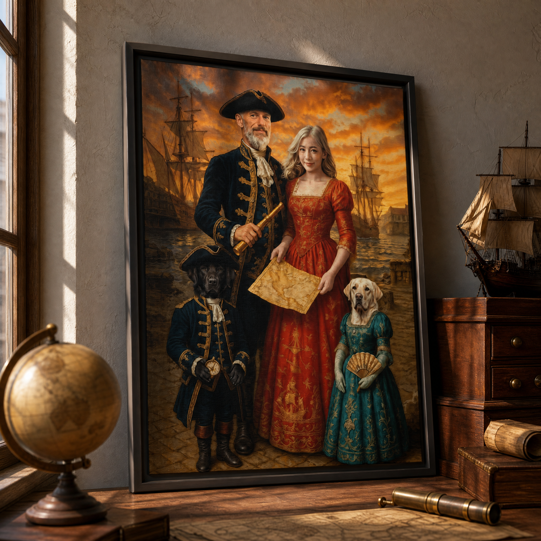 Custom Pirate Family & Pet Portrait – Personalized Artwork