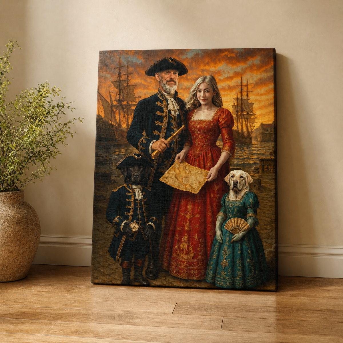 Custom Pirate Family & Pet Portrait – Personalized Artwork