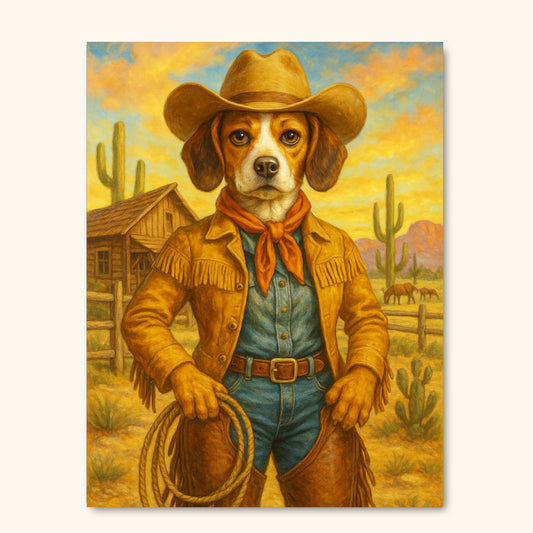 Western Cowgirl – Custom Dog Portrait