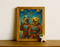 Load image into Gallery viewer, Spacebound Duo – Custom Retro Astronaut Pet Portrait (2 Pets)
