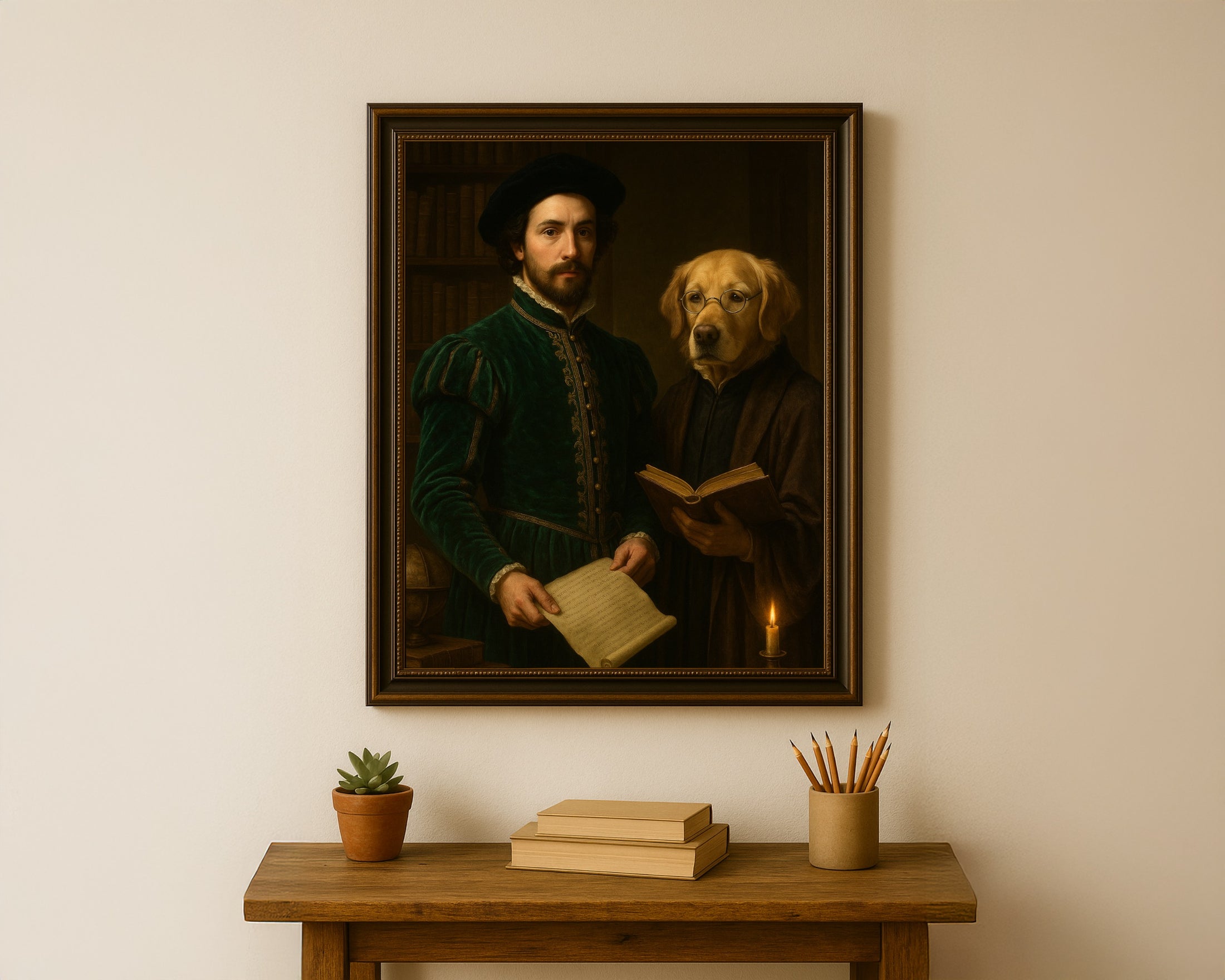 The Scholar & His Loyal Companion – Renaissance Portrait