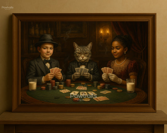 Vintage Poker Night - Kids and pet Canvas Wall Art