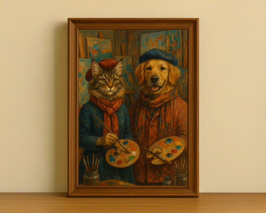Custom Pet Painter Portrait – Dog & Cat Artist Duo