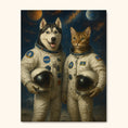 Load image into Gallery viewer, Custom Astronaut Pet Portrait – Dog & Cat in Space
