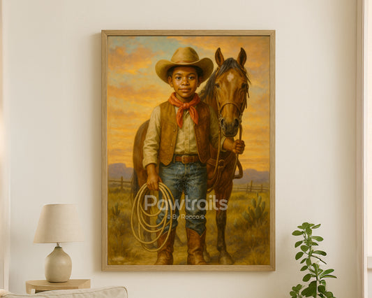 Western Kid & Horse Print