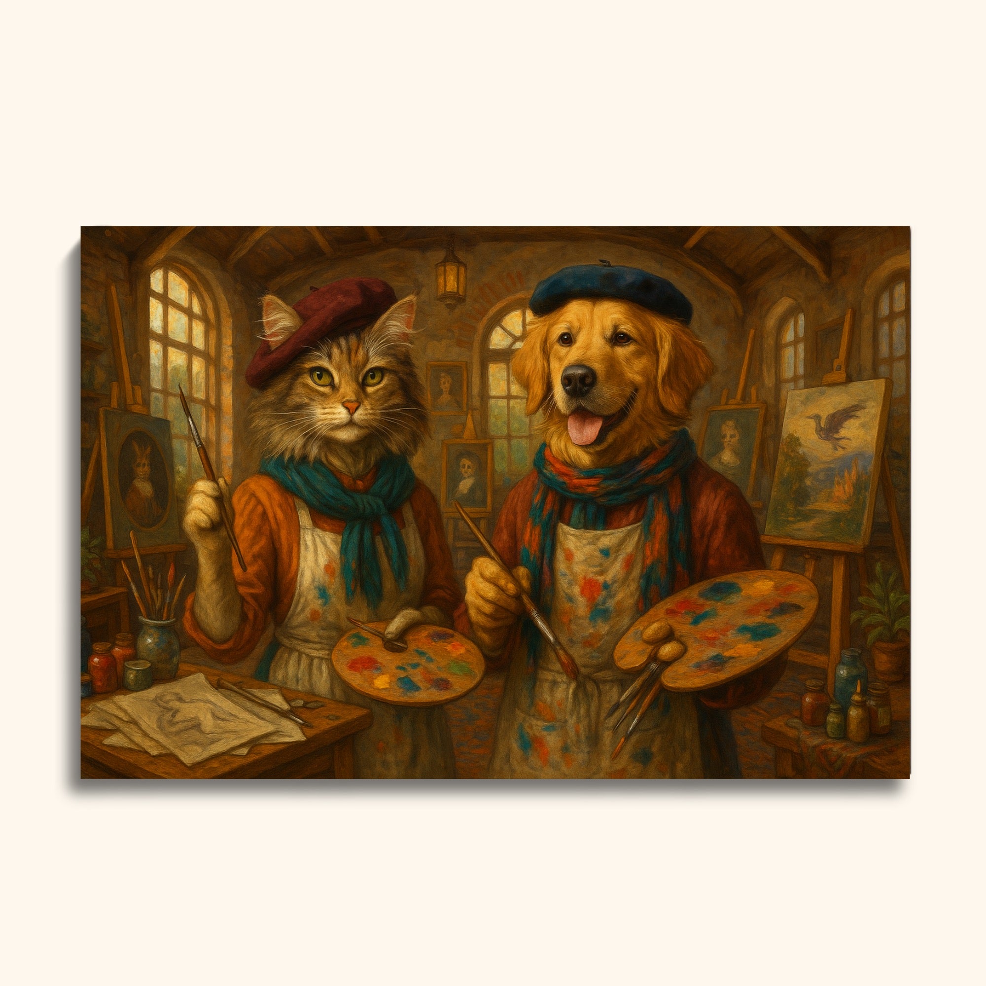 Custom Pet Painter Portrait – Dog & Cat Artist Duo