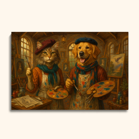 Custom Pet Painter Portrait – Dog & Cat Artist Duo