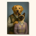 Load image into Gallery viewer, Dog & Cat Portrait in Matching Sweaters
