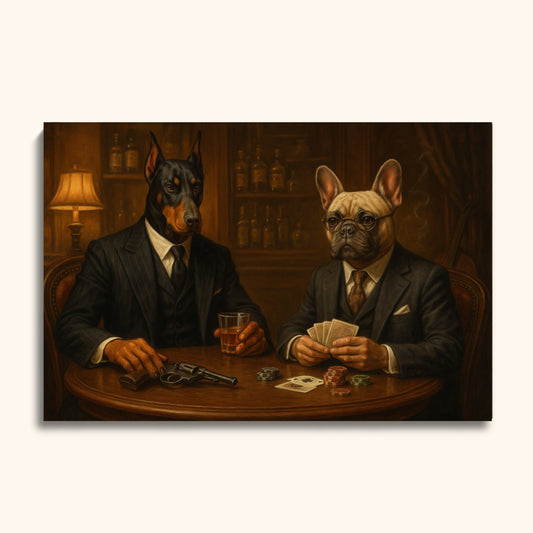 Custom Mafia Pet Portrait – Gangster Dogs in Speakeasy