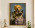 Load image into Gallery viewer, Dog & Cat Portrait in Matching Sweaters
