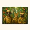 Load image into Gallery viewer, Adventurous Jungle Pet Portrait – Custom Safari Artwork with Dogs & Cat
