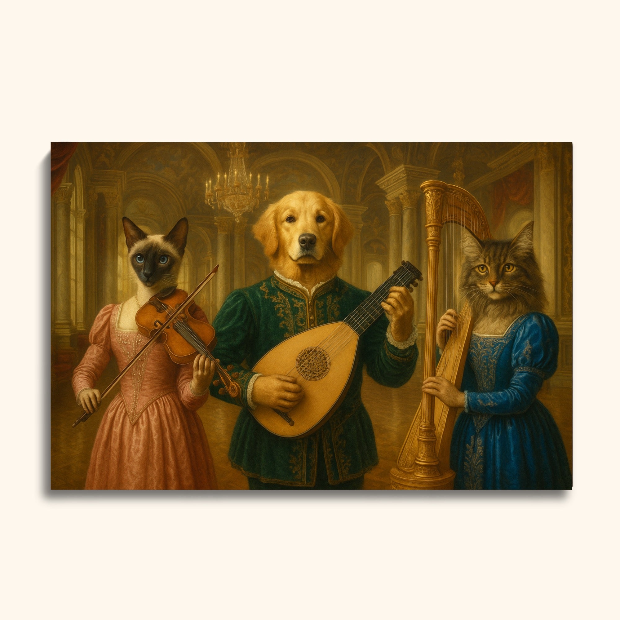 Renaissance Pet Music Portrait – Custom Dog & Cat Painting