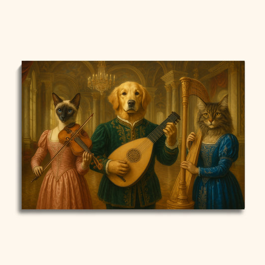 Renaissance Pet Music Portrait – Custom Dog & Cat Painting