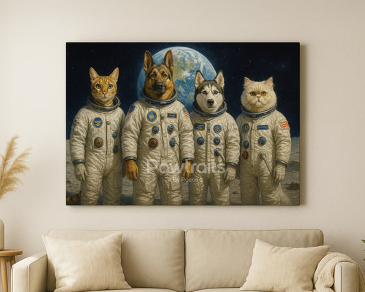 Custom Pet Astronaut Portrait – Funny Space-Themed Wall Art