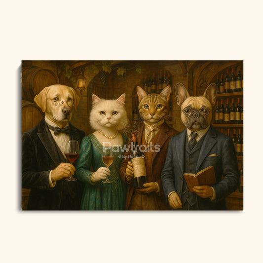 Wine Cellar Pets – Custom Dog and Cat Portrait with Elegant Wine Theme