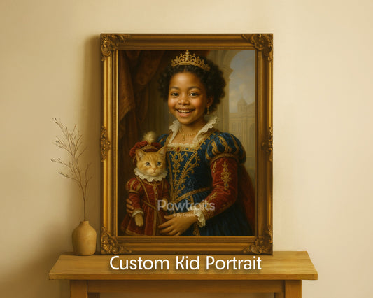 Princess and Cat Portrait Canvas