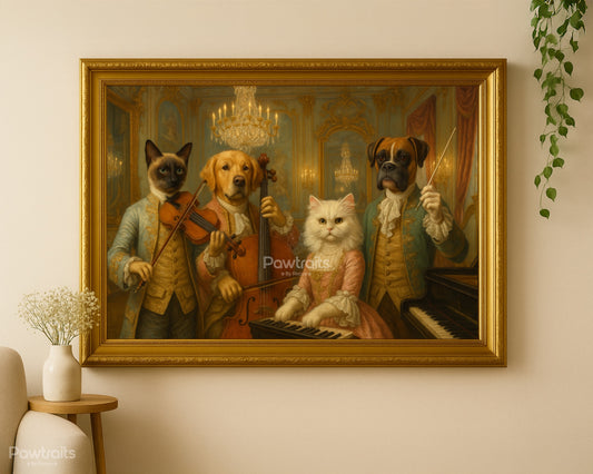 Rococo Symphony – Dog and Cat Orchestra Canvas Print