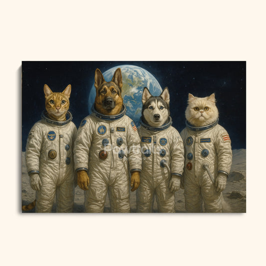 Custom Pet Astronaut Portrait – Funny Space-Themed Wall Art