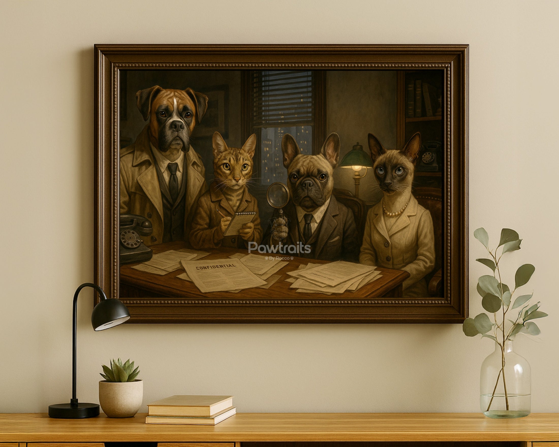 Pet Detective Agency – Vintage Dog and Cat Investigator Canvas Print