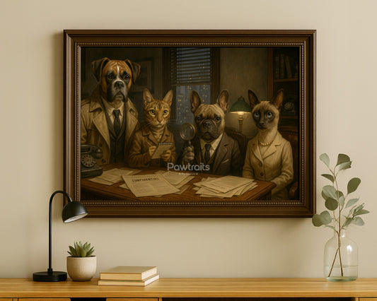 Pet Detective Agency – Vintage Dog and Cat Investigator Canvas Print