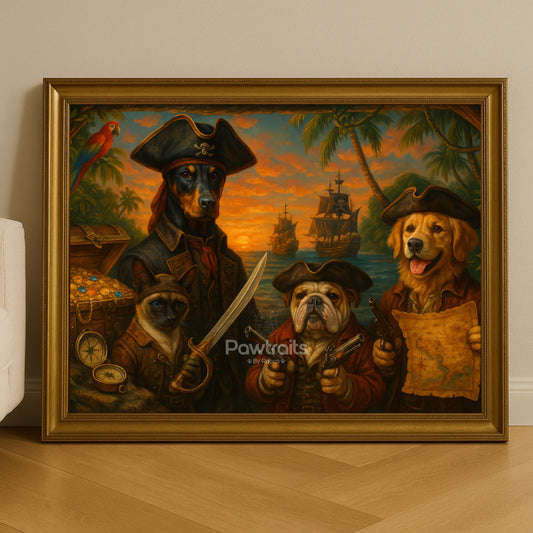 Pirate Pets Adventure - Funny Pirate-Themed Pet Wall Art Print