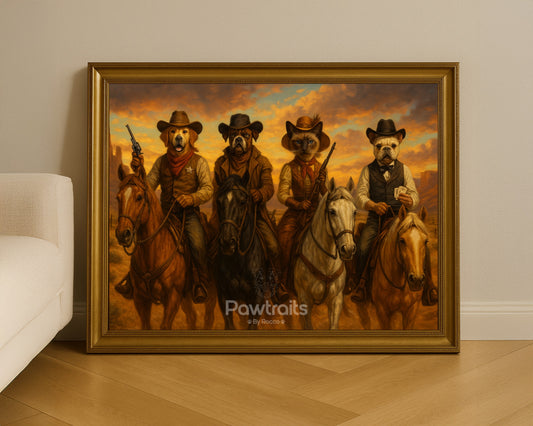 Wild West Cowboy 4 Pets Portrait