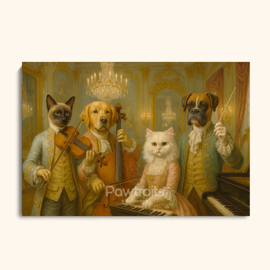 Rococo Symphony – Dog and Cat Orchestra Canvas Print