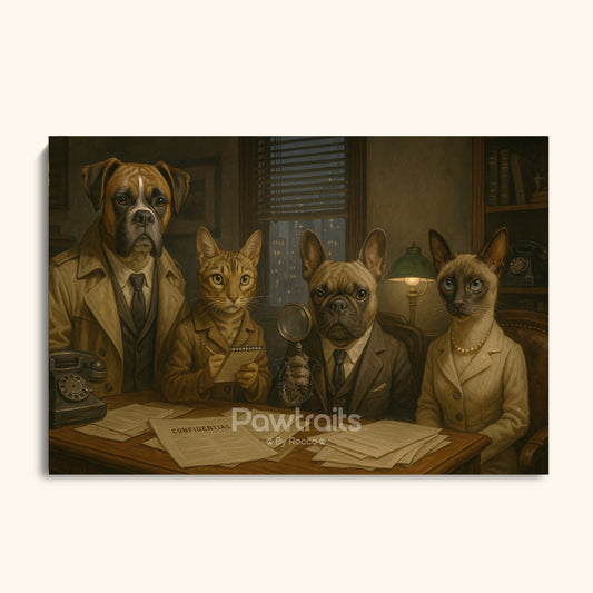 Pet Detective Agency – Vintage Dog and Cat Investigator Canvas Print