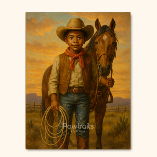 Western Kid & Horse Print