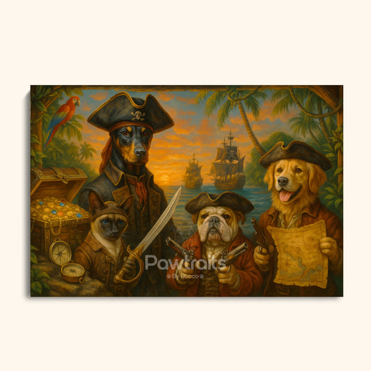 Pirate Pets Adventure - Funny Pirate-Themed Pet Wall Art Print