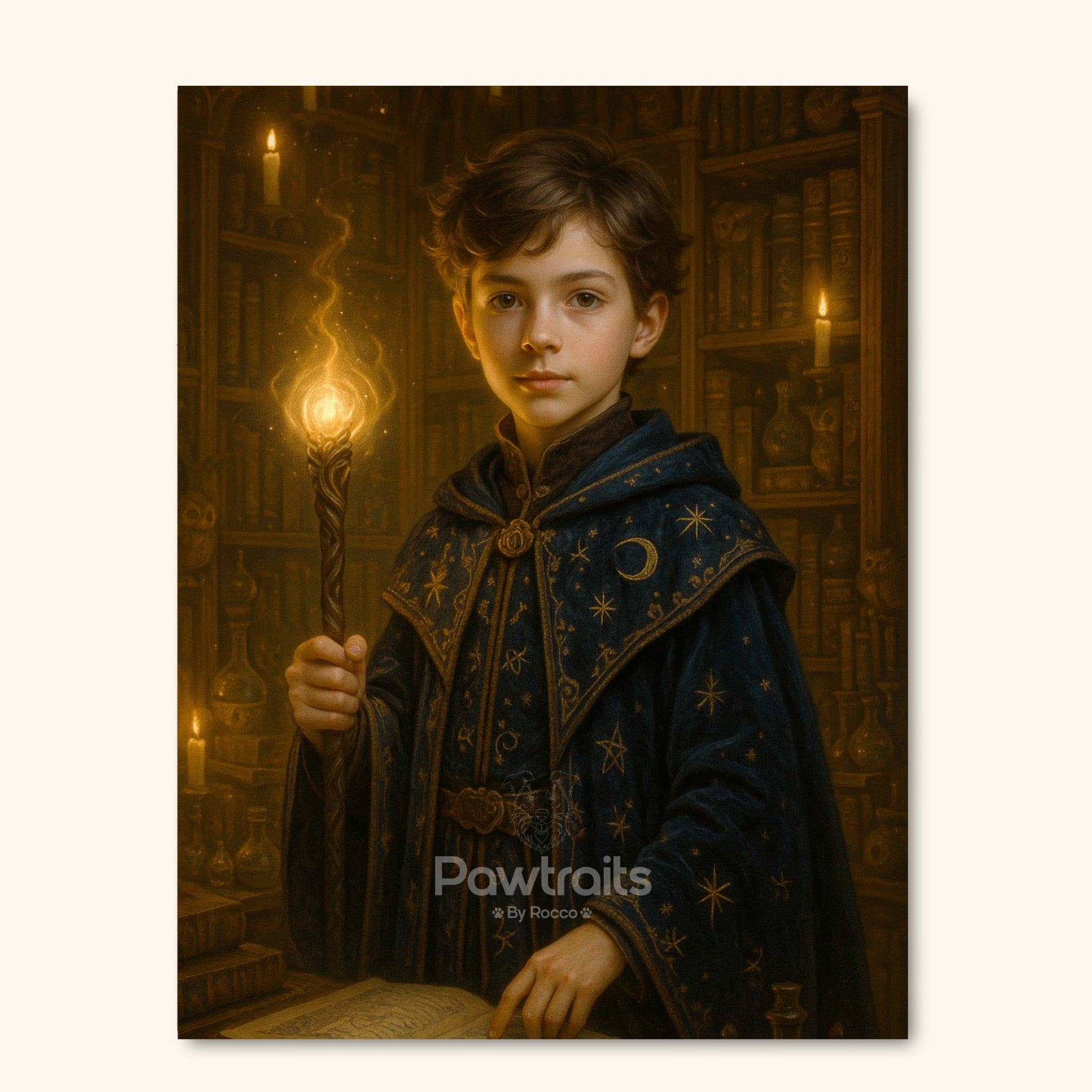 Personalized Wizard Portrait Magical Canvas Art