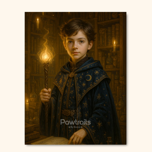 Personalized Wizard Portrait Magical Canvas Art