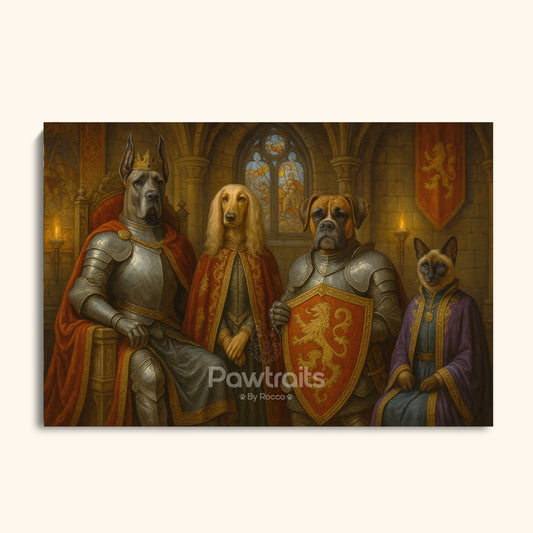 Medieval Royal Pet Portrait – Fantasy Dog and Cat Painting